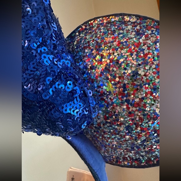 2020 Blue Sparkle Glitter Minnie Mouse Bow Ears Headband Disney - Picture 7 of 7